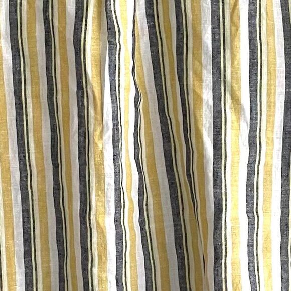 ELLEN TRACY Linen Striped Short Roll Sleeve Tie Front Shirt Blouse Blue Yellow L - Picture 5 of 6